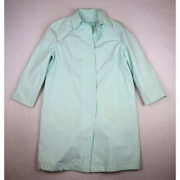 VINTAGE WOMEN'S MINT GREEN LIGHT WEIGHT TRENCH COAT JACKET - SIZE S - Picture 2 of 16
